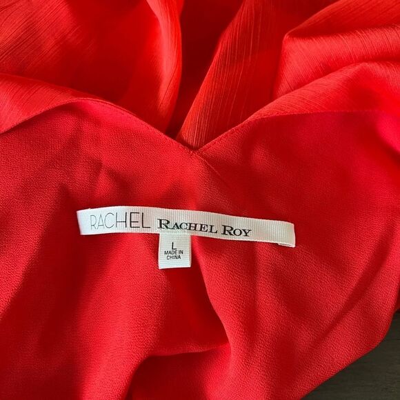 Rachel Roy NWT Red Party Time Anytime Passion Lace Up V Neck Sleeveless Blouse L - Picture 13 of 13